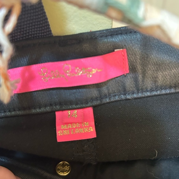 Lilly Pulitzer size 14 Black Faux Leather Pants - Picture 2 of 4